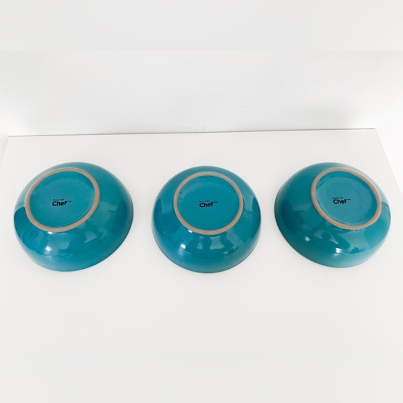 Master Chef Essential Coupe Stoneware Bowls, Turquoise- Set of 3 - Picture 5 of 6